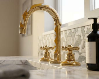 Luxury Gold Bathroom Faucet – 3 Hole Sink Faucet Set  – Vintage Vanity Mixer