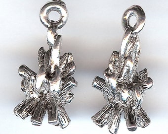 Camp Fire Campfire Camping Bonfire 925 Sterling Silver Charm MADE IN USA