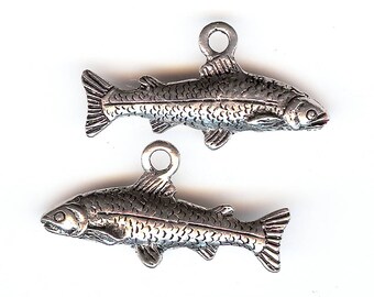 TROUT Charm. Pewter. 3D. My Best Trout. Fish. Salmon. Made in the USA. One Fish Only! cnt