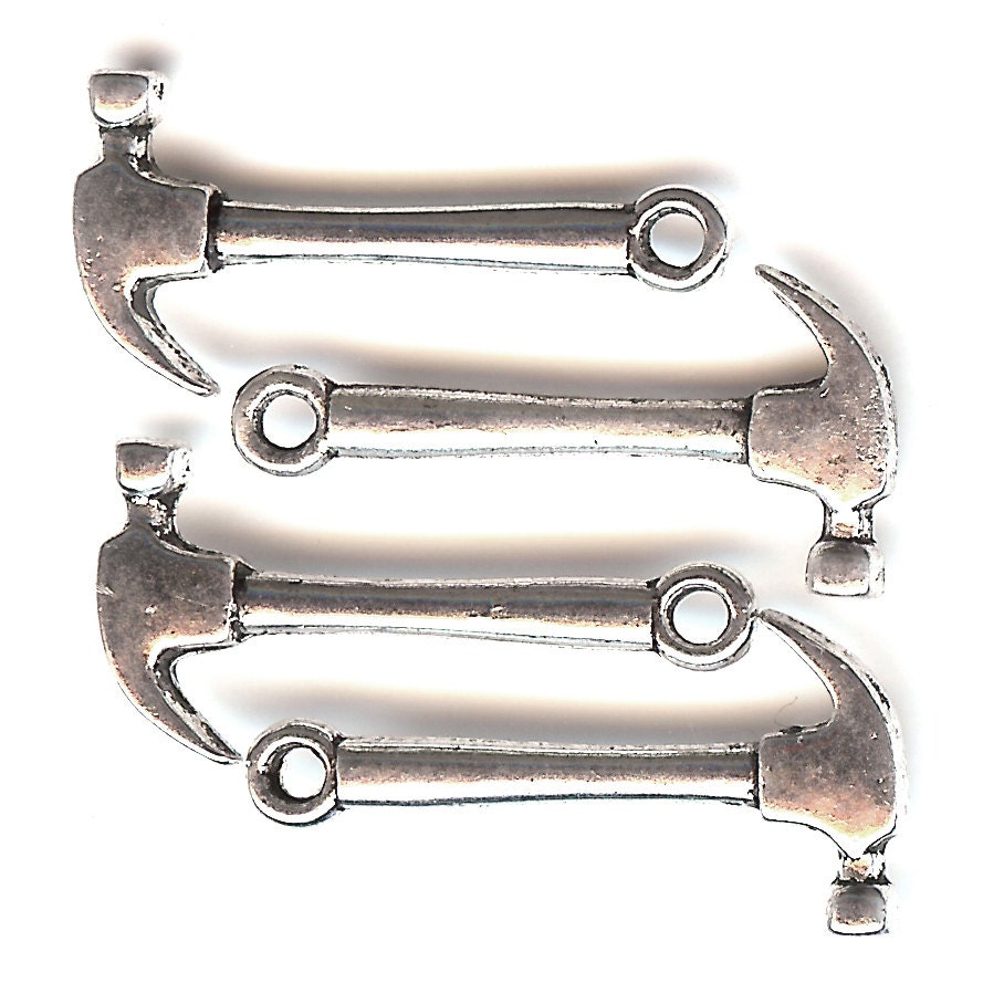 CLAW HAMMER Charm. Silver Plated Zinc Alloy. 3D. Etsy