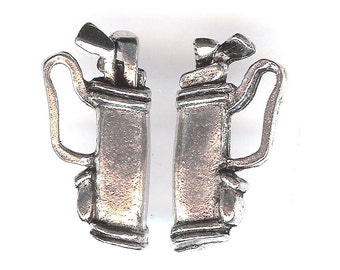 GOLF BAG Charm. Pewter. 3D. Golfing. Made in the USA. cnt