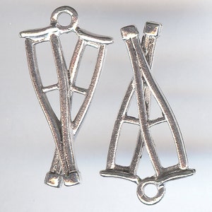 CRUTCHES Charm. Silver Plated Pewter. 3D Crutch. Made in the USA. One Charm Only! wui