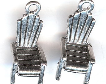 ADIRONDACK CHAIR Charm. Pewter. 3D. Made in the USA. qst