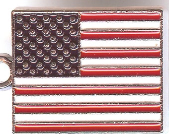 AMERICAN FLAG Charm. Silver Plated Enamel. One Sided. Symbol. USA. Stars and Stripes. sea