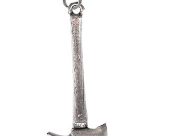 PULASKI Charm With Jump Ring. Pewter. Fire Ax Axe Hatchet Wildfire Fighter Firefighter. cnt