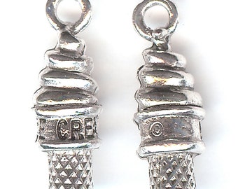 Ice Cream CONE Charm. Sterling Silver Plated. 3D Ice Cream Cone. Made in the USA. One Charm Only! wui