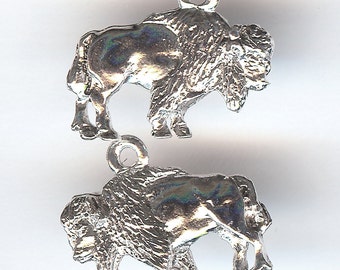 AMERICAN BISON Charm. Sterling Silver Plated. 3D Standing Buffalo. Made in the USA.  One Charm Only! wui