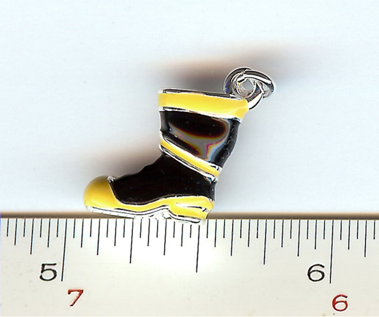 FIREFIGHTER BOOT Charm. Silver Plated Enamel. 3D. Fireman. One Etsy