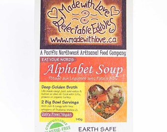Alphabet Soup Mix - Organic Magic Meal Dried Soup Mix - just add water, oil & chicken  Back to School - DIY Soup Mix - Thermos - Lunch Food