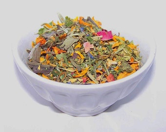 Fairy Tea Blend - RAW Sun Dried Culinary Herbal Tea Organically Grown Hand Harvested Edible Blossom Tiny Flower Organic Raw Herbal Tea Blend