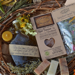 the goodies box - Coffret cadeau écologique de luxe Fairy Love Confitures artisanales Thé botanique Pesto Épices Balsamique Bougie Savon Naturel Bio Gourmet Gourmet