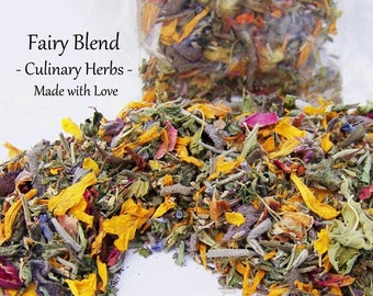 RAW Sun Dried Fairy Blend Culinary Herb & Flower Mix Edible Blossoms Herbal Tea Blend Small Farm Organically Grown Hand Harvested Botanicals