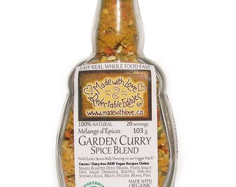 Garden Curry 4.5oz Artisan Spice Blend Organic Spice & Veggie Mix Gluten Free Vegan Dairy Free - Herb Spice Food - Pasta Sauce Mix - Dip Mix