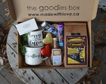 the goodies box - Coffee & Chocolate artisan organic dark chocolate espresso roast organic coffee beans Aztec Chocolate SpiceBlend gift box