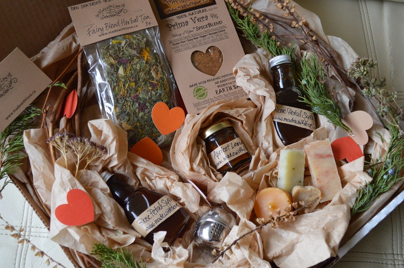 the goodies box Fairy Love Eco Gift Box Artisan Jam Herbal Tea Pesto SpiceBlend Beeswax Candle Soap Natural Gourmet Organic Foodie Gift image 9