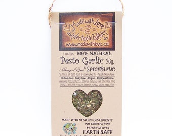 2 oz Pesto Garlic Artisan Spice Blend - Eco Nut-Free / Dairy-Free / Gluten-Free Gourmet Pasta Sauce Mix - Dip Mix - Organic Food Herb Spice