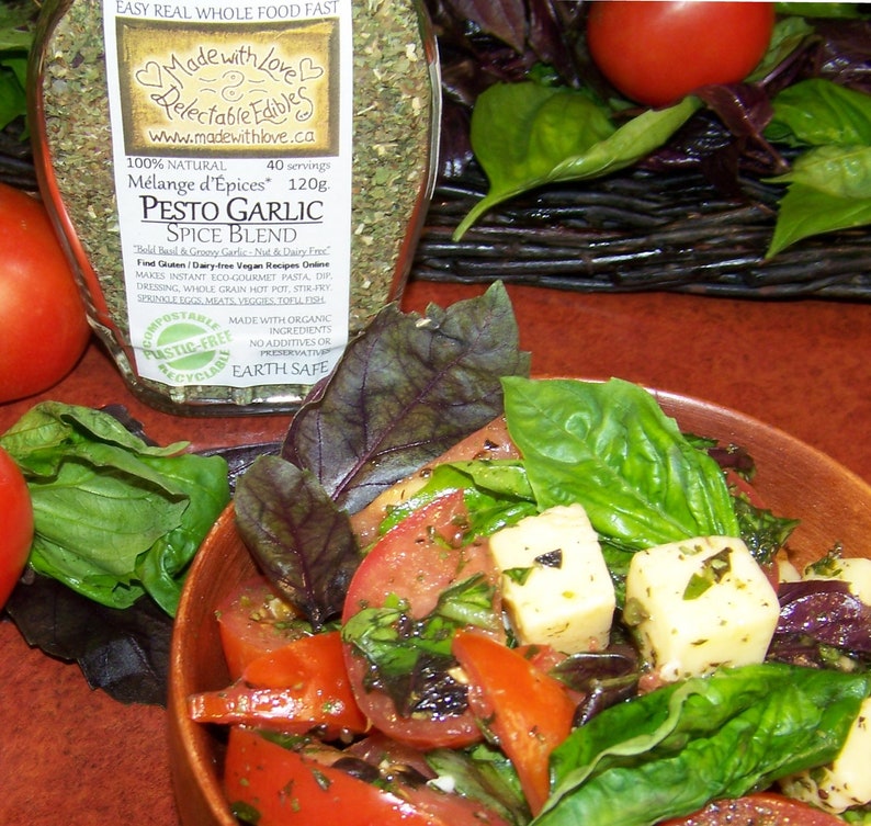 Pesto Garlic 9oz Eco Gourmet Artisan SpiceBlend Chef Seasoning Organic Easy Real Whole Food Fast Pasta Sauce Dressing Dip Mix BBQ Grill Rub image 2