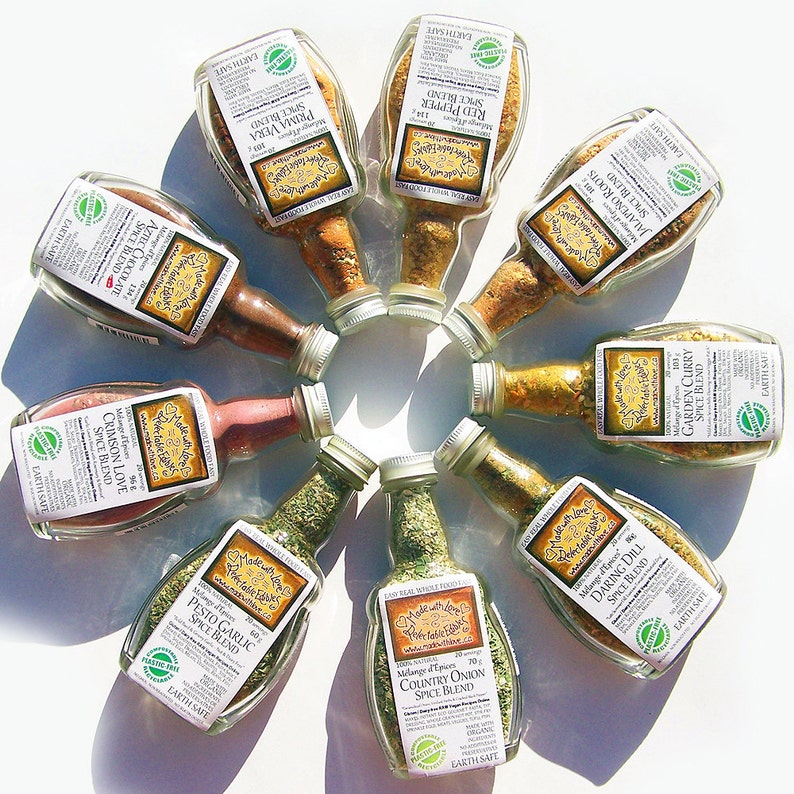 Pick 6 Medi-size Artisan Spice Blends Farmer's Market Signature Eco Gift Box Set Herbs & Spices Food Market DIY grill rub / dip mix image 1