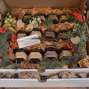 Foodie Gift Artisan Jam Gift Box Natural Fruit Preserves made with fresh fruit organic cane juice sugar & food forest botanicals 110mL 3.5oz Display Box of 12