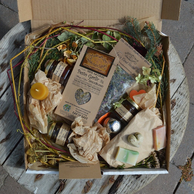 5 BUY MORE Fairy Love Eco Goodies Boxes Foodie Gift Box Gourmet Artisan Jam Herbal Tea Pesto Beeswax Candle Soap Natural Food Organic Gift image 2