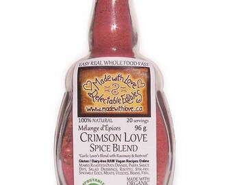 4.5 oz Crimson Love Artisan Spice Blend Organic RAW Super food - Sugar-Free Salt-Free Vegan Gluten-Free - Herb Spice Pasta Sauce Mix Dip Mix