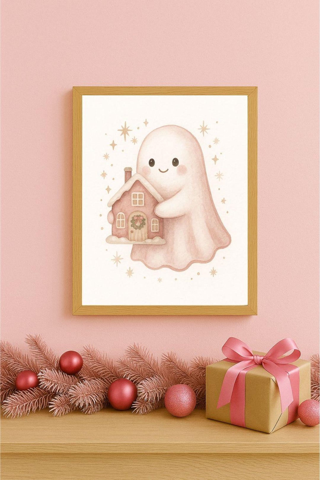 Pastel Christmas Ghost Printable, Gingerbread House, Nursery Wall Art ...