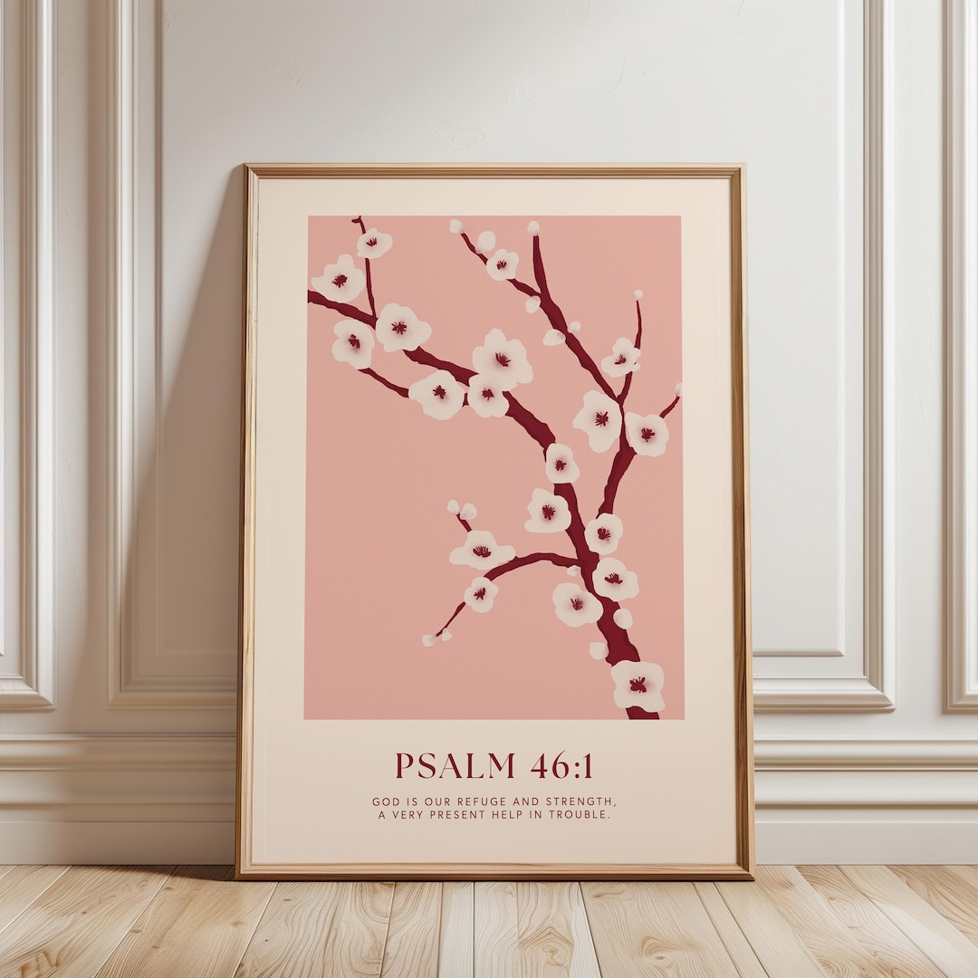Psalm 46:1 Bible Verse Wall Art, Floral Scripture Decor, Christian ...