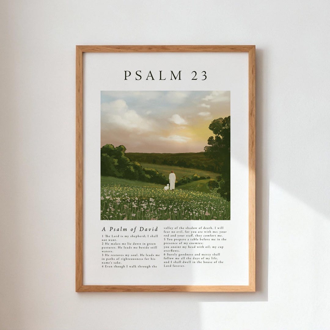 Psalm 23 Vintage Scripture Wall Art, the Lord is My Shepherd Print ...