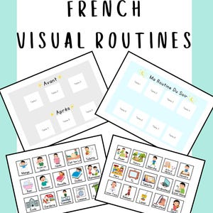 PDF Routine visuelle en français | Tableaux des horaires| Tableaux du matin et du soir | Routines visuelles | English