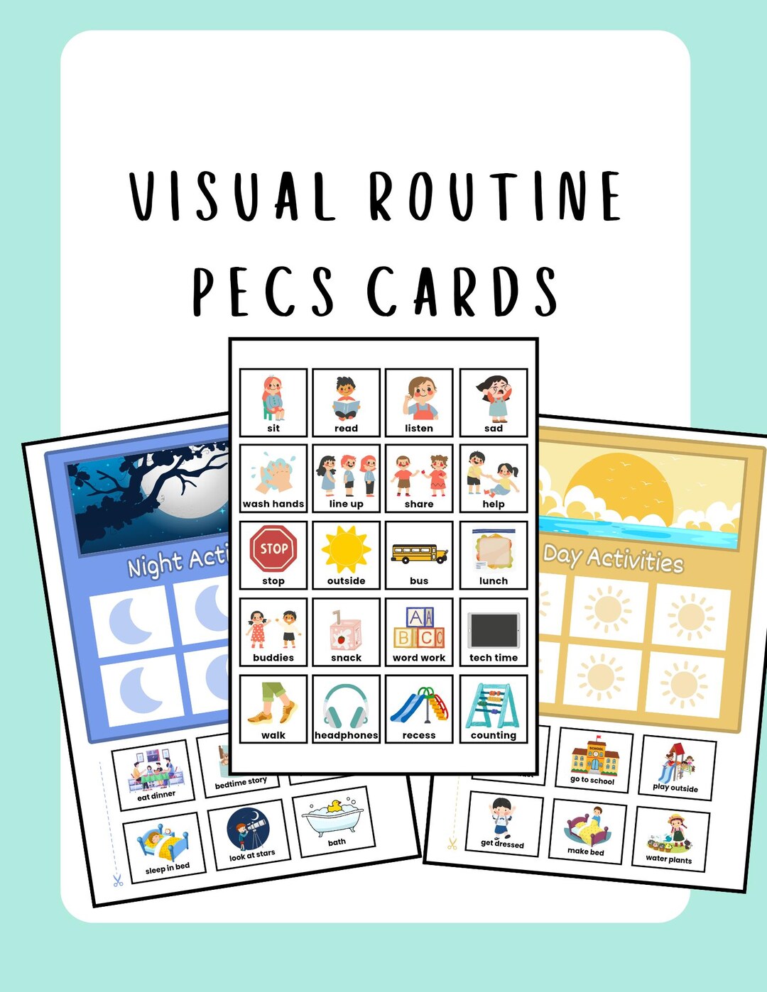 Morning & Evening Routine Visual Cards | Simple Routine PECS | Autism ...