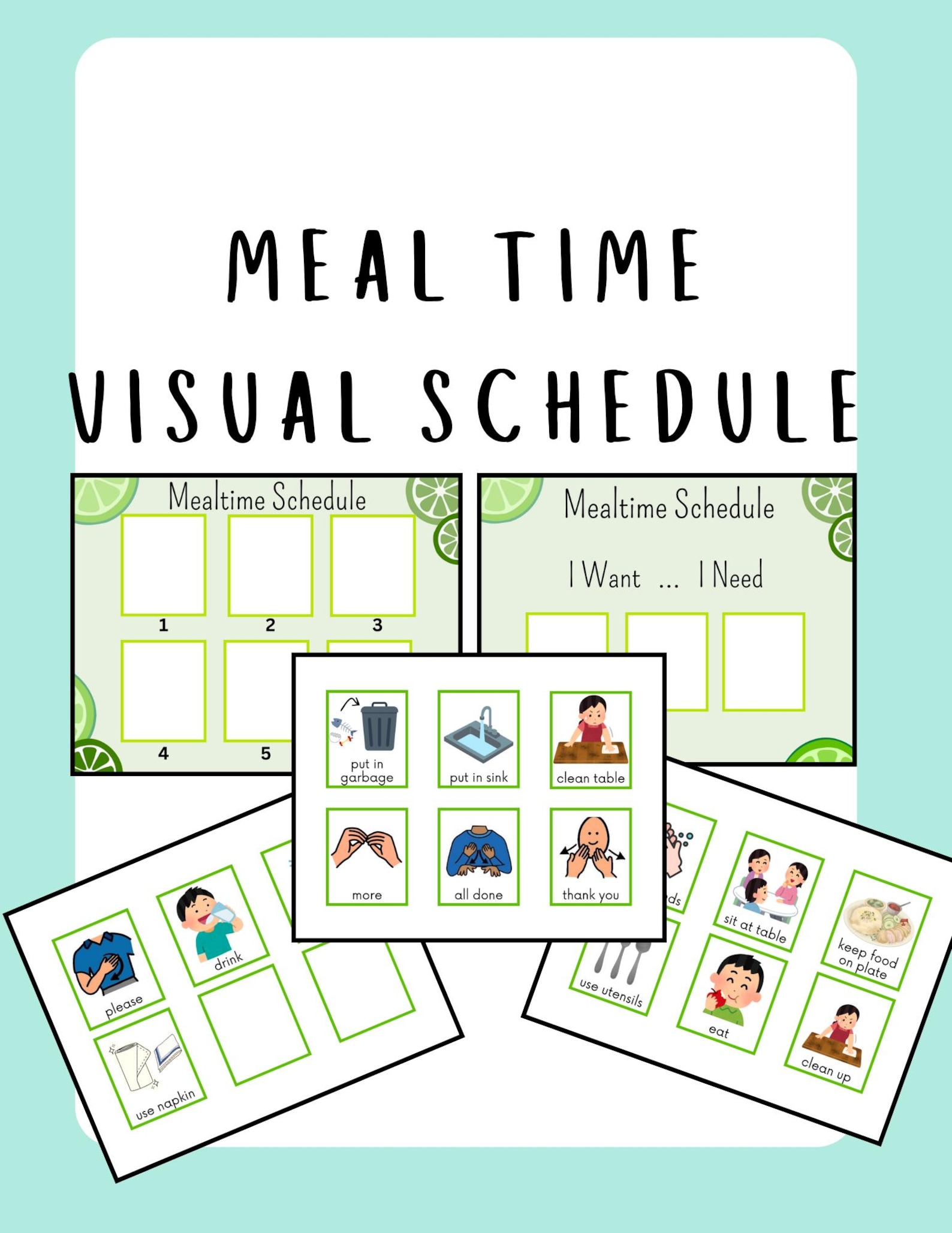 PDF Meal / Food Time Visual Schedule | Autism & Picky Eating Mealtime ...