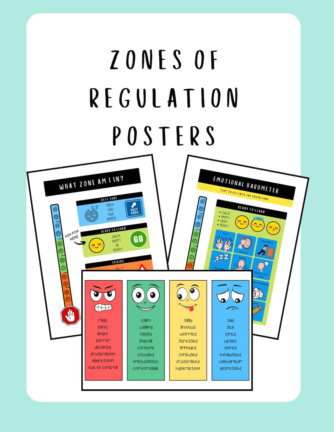 Zones of Regulation Posters | Emotional Regulation Visuals | SEL ...