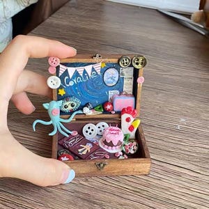 Coraline Jones Miniature Box | Button Eyes Dollhouse Diorama | Beldam Miniature Art | Handmade Gothic Halloween Gift for her, kids image 4