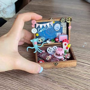 Coraline Jones Miniature Box | Button Eyes Dollhouse Diorama | Beldam Miniature Art | Handmade Gothic Halloween Gift for her, kids image 7