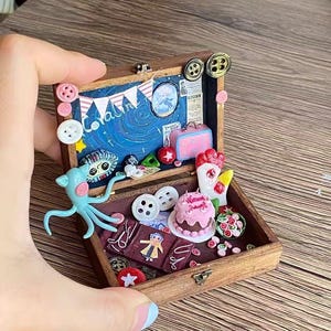 Coraline Jones Miniature Box | Button Eyes Dollhouse Diorama | Beldam Miniature Art | Handmade Gothic Halloween Gift for her, kids image 2
