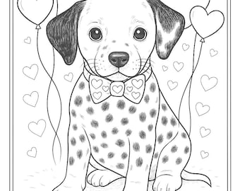 Valentine's Day Puppies Coloring Pages
