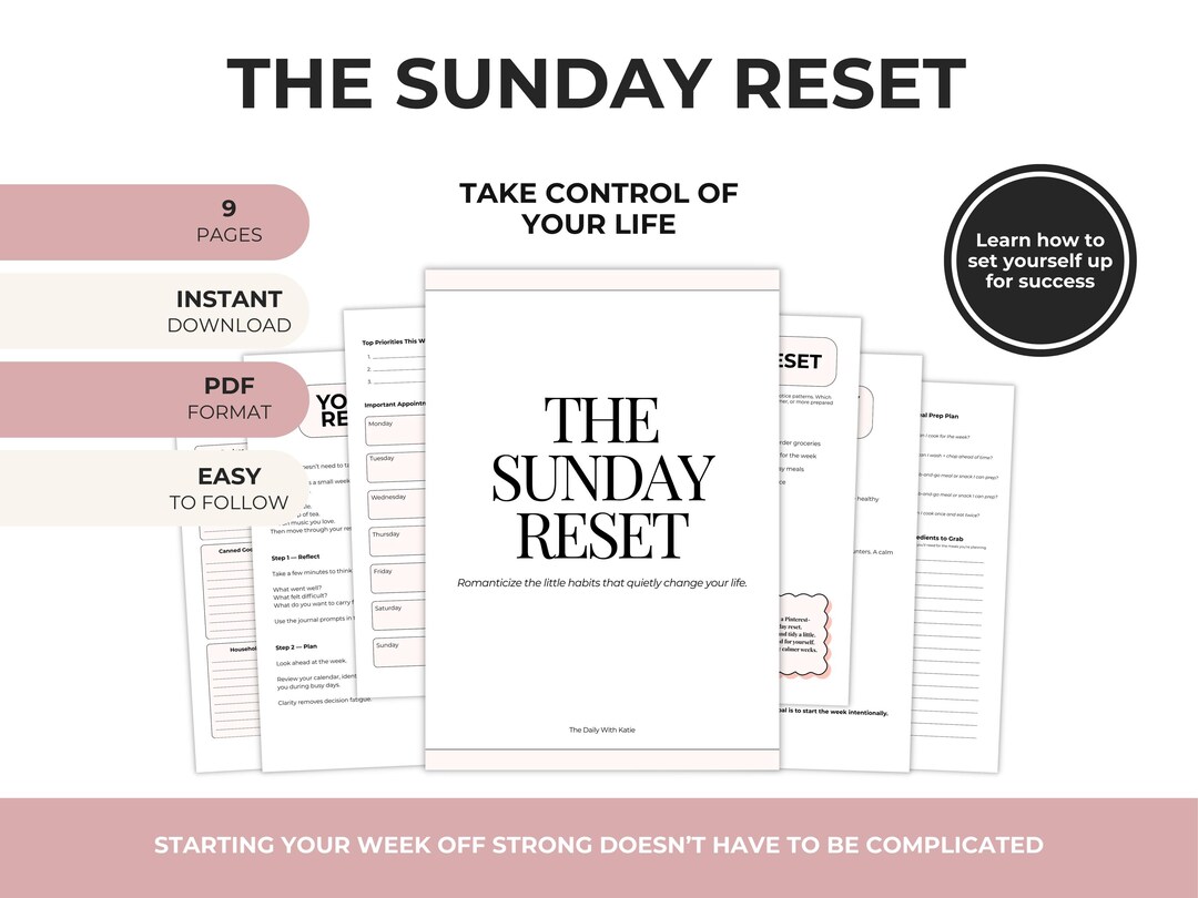 Weekly Reset Planner | Habit Routine Guide, Sunday Planning System ...