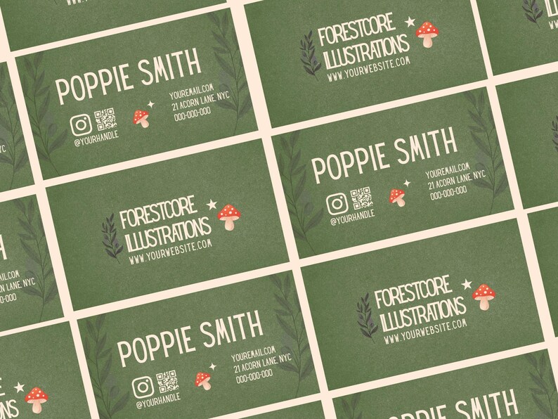 Forestcore Names Forestcore Business Card Template | Rustic Minimalist Design (canva) - Etsy
