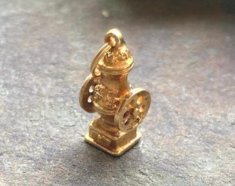 Vintage Coffee Mill Charm Avon Goldtone