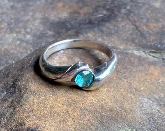 Vintage Blue Topaz Sterling Silver Bypass Ring 925