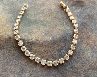 Vintage Rhinestone Tennis Bracelet Goldtone