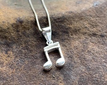 Vintage Sterling Silver Musical Notes Pendant 925