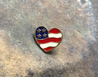 Vintage Heart of America Enamel Pin Avon Stars and Stripes