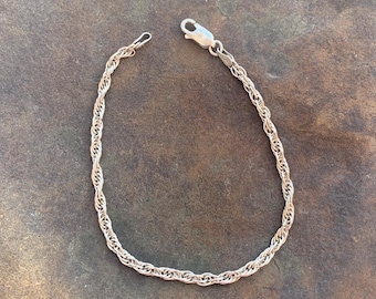 Vintage Sterling Silver Rope Bracelet 925 Italy
