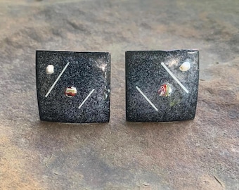 Vintage Blue Enamel Copper Cuff Links