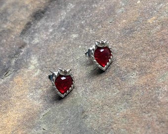 Vintage Strawberry Rhinestone Earrings Silvertone