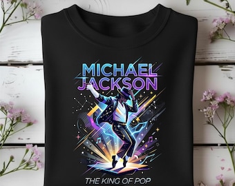 Michael Jackson | Neon Synthwave Abstract | King of Pop Dance Pose | Retro Music Legend Digital PNG