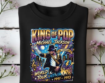 Michael Jackson | Vintage Style World Tour Graphic Tee, Retro King of Pop Concert Shirt, Iconic 91-93 Music Legend Streetwear Gift for Fans