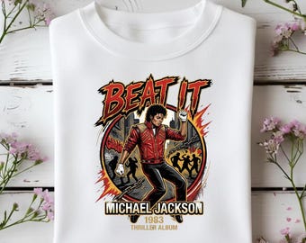 Michael Jackson | Beat It Retro 1983 Graphic | King of Pop Thriller Album Tribute | Vintage MJ Pop Legend Art | Digital PNG Download