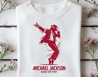 Michael Jackson | King of Pop Minimalist Red Graphic | Vintage MJ Tribute Tee | Pop Legend Digital PNG